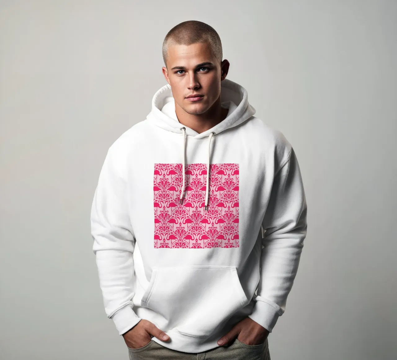 Flamingo Damask - pink felpa con cappuccio da Jacqueline Maldonado