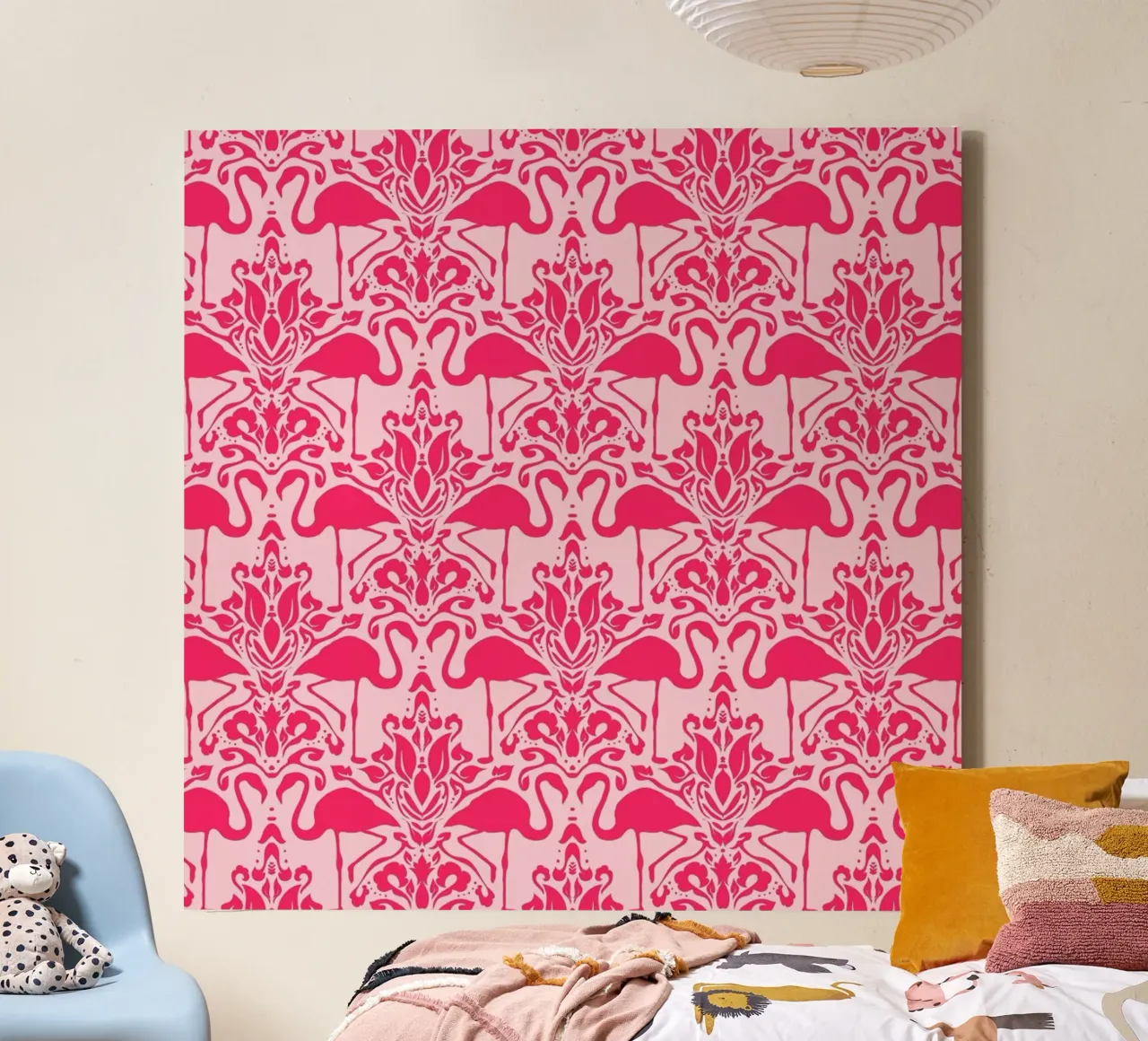 Flamingo Damask - pink canvas by Jacqueline Maldonado