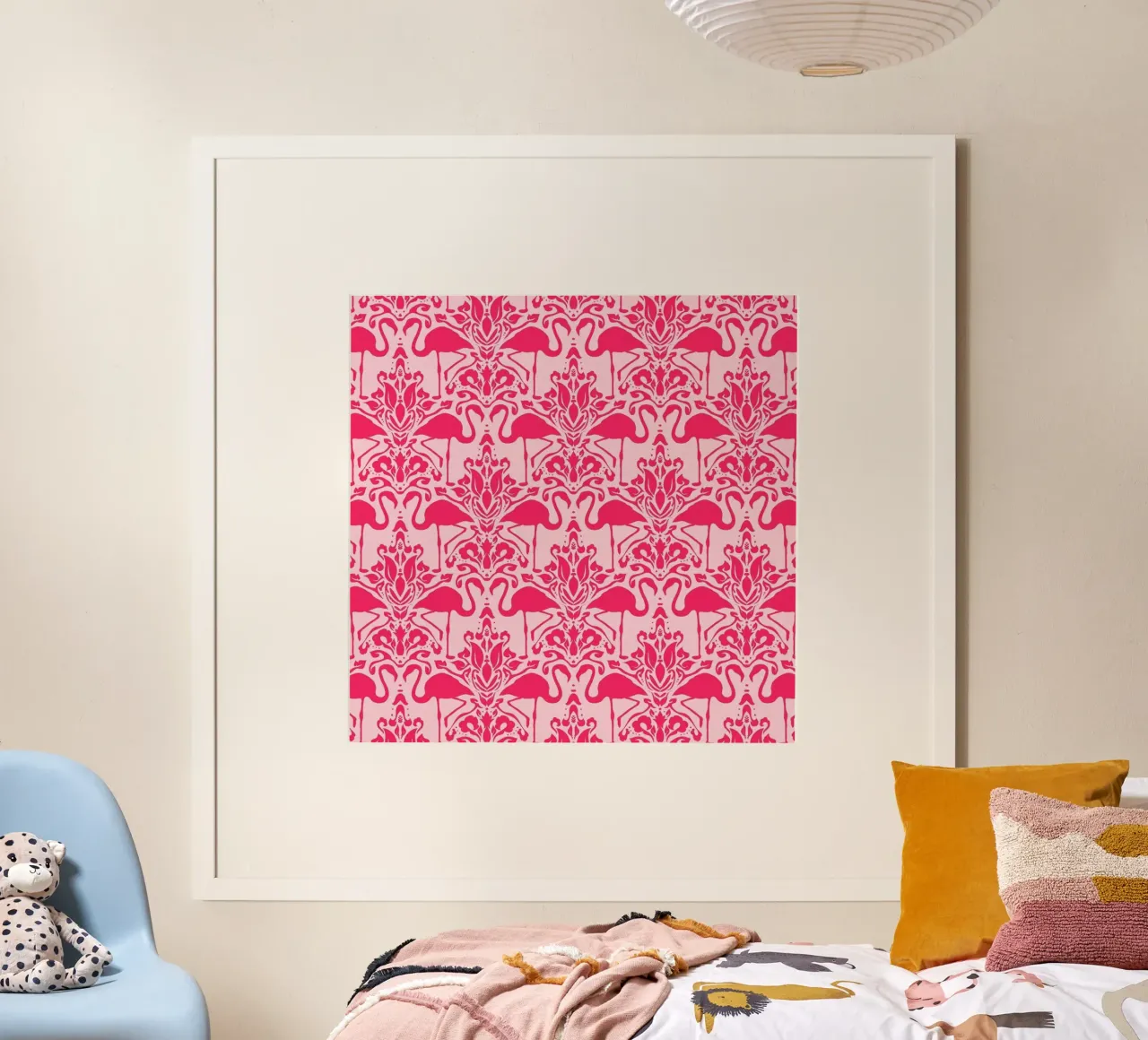Flamingo Damask - pink carta hahnemühle da Jacqueline Maldonado