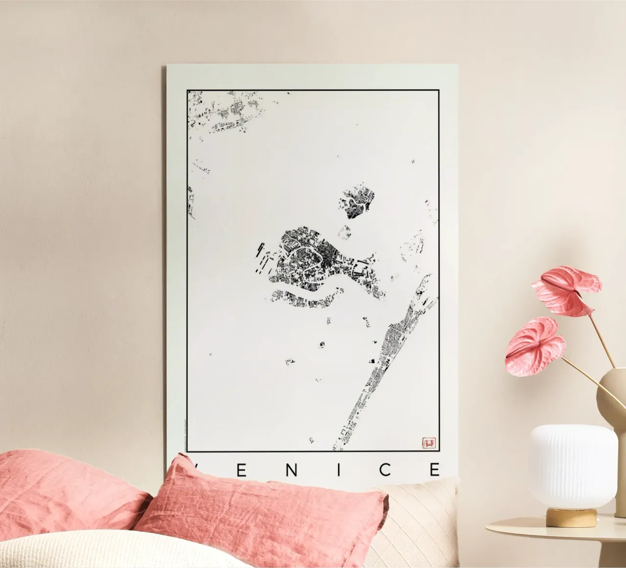 Venice Map Schwarzplan alu dibond de Hubert Roguski