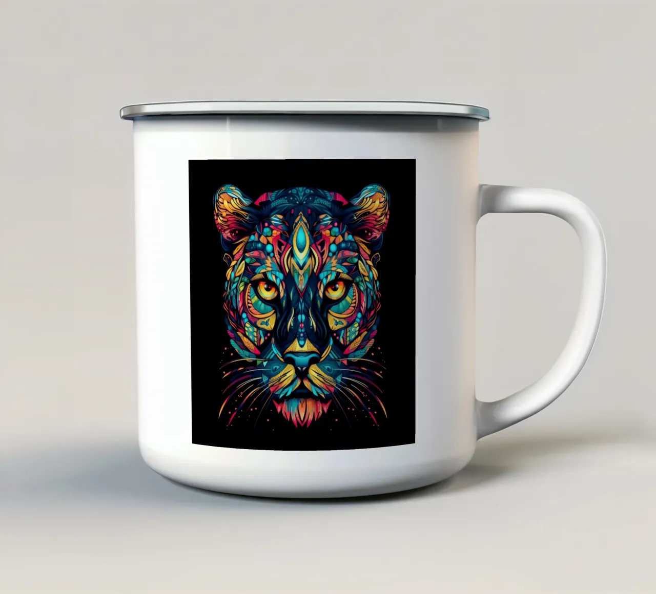 Tatoo Jaguar tazza in smalto da Animal Portraits