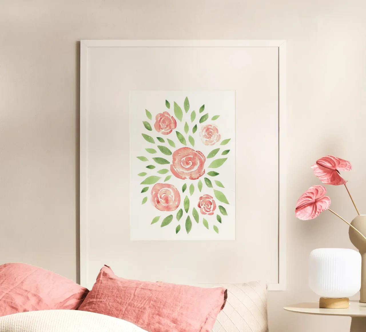 Rose blossom poster con telaio in alluminio da BAINAI