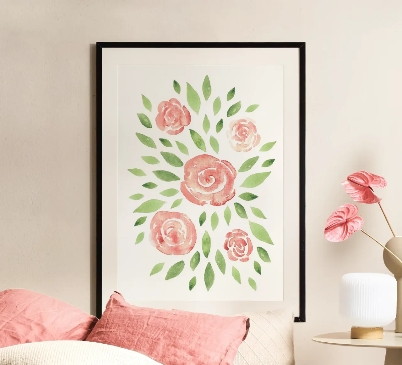 Rose blossom poster con telaio in alluminio da BAINAI