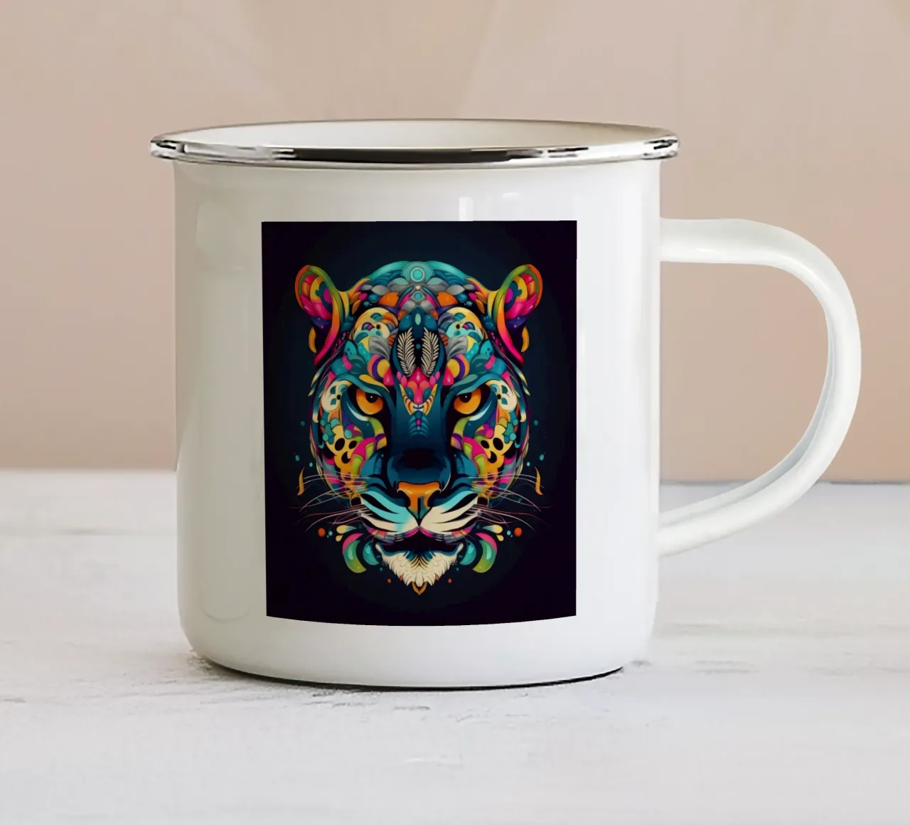 Tatoo Jaguar tazza in smalto da Animal Portraits