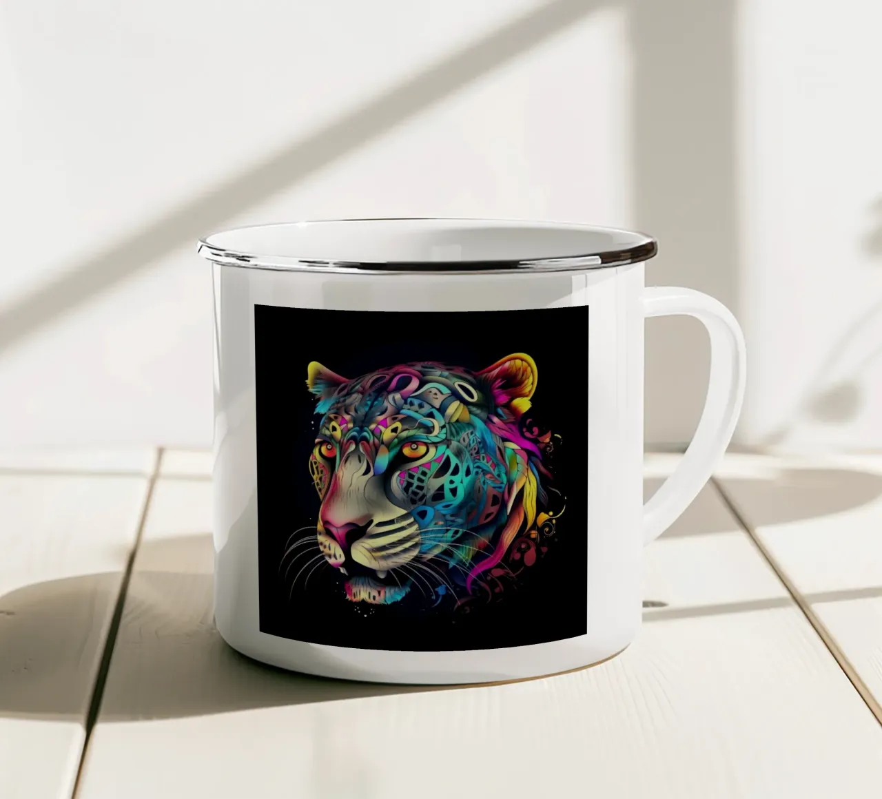 Tatoo Jaguar tazza in smalto da Animal Portraits