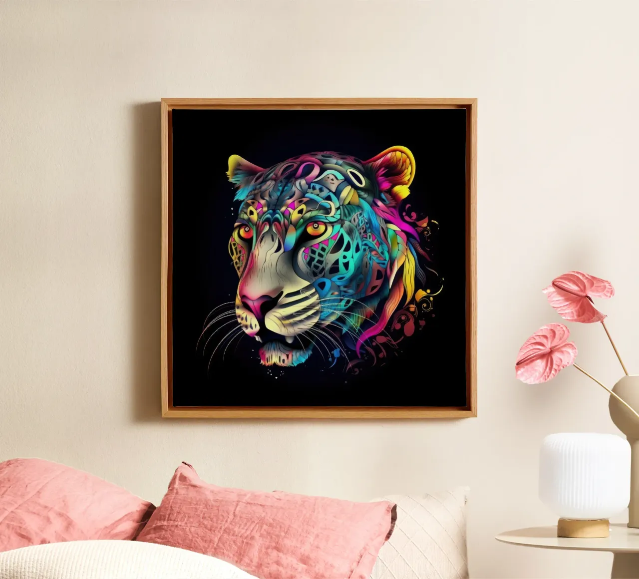 Tatoo Jaguar tela con Cornice a cassetta da Animal Portraits