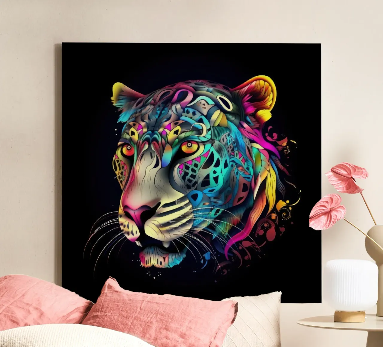 Tatoo Jaguar tela con Cornice a cassetta da Animal Portraits