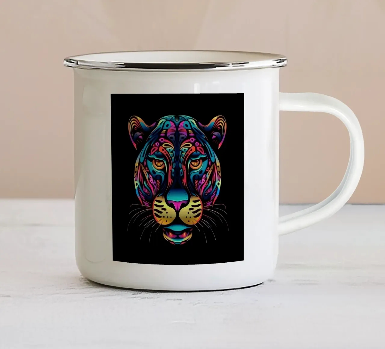 Tatoo Jaguar tazza in smalto da Animal Portraits