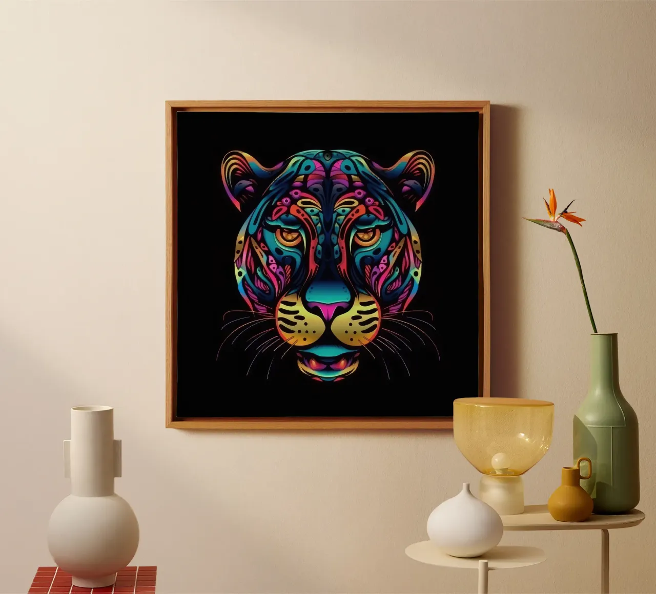 Tatoo Jaguar tela con Cornice a cassetta da Animal Portraits