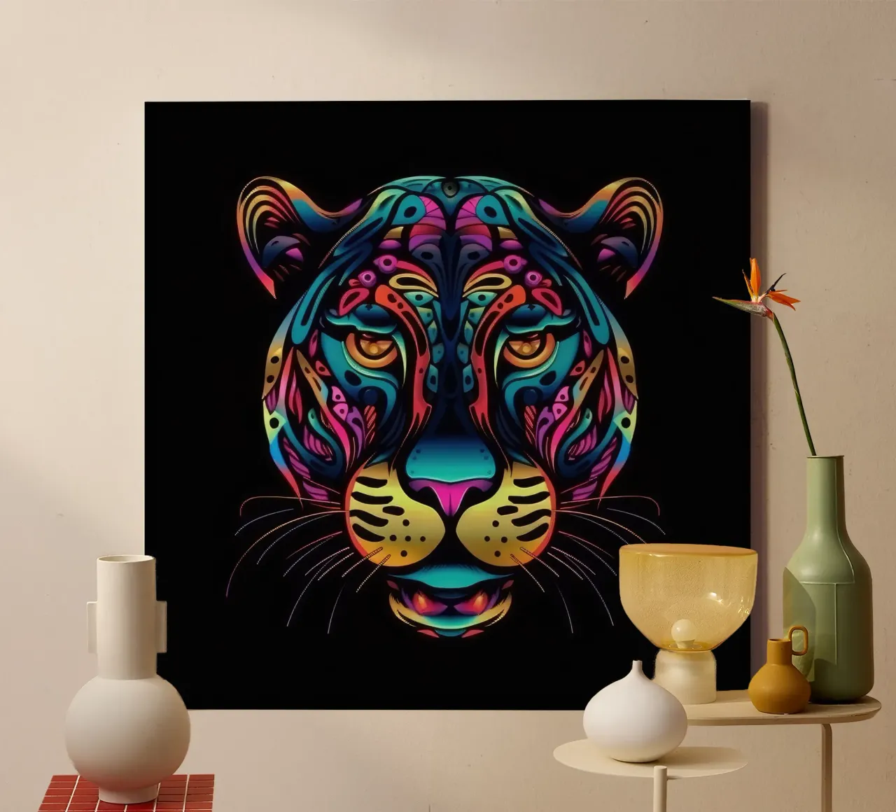 Tatoo Jaguar tela con Cornice a cassetta da Animal Portraits