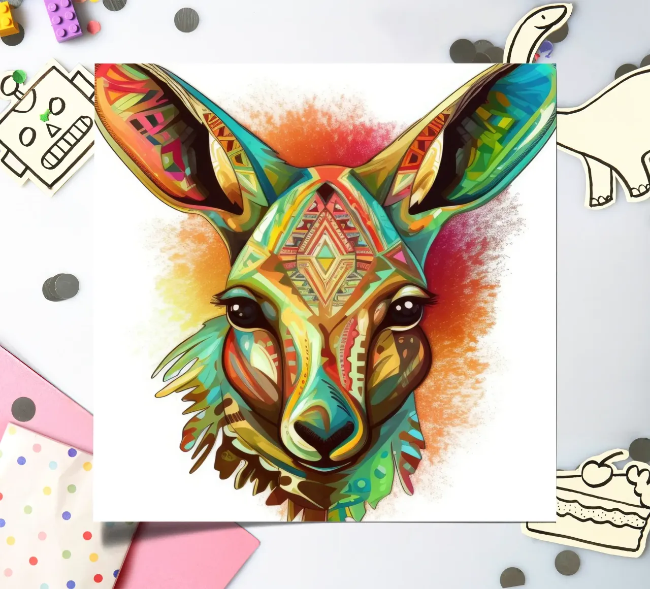 Tatoo Känguru Stickerbogen von Animal Portraits