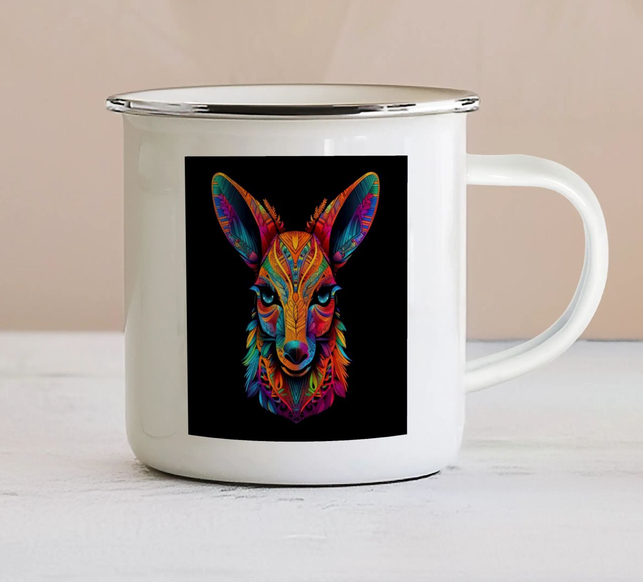 Canguro Tatoo tazza in smalto da Animal Portraits