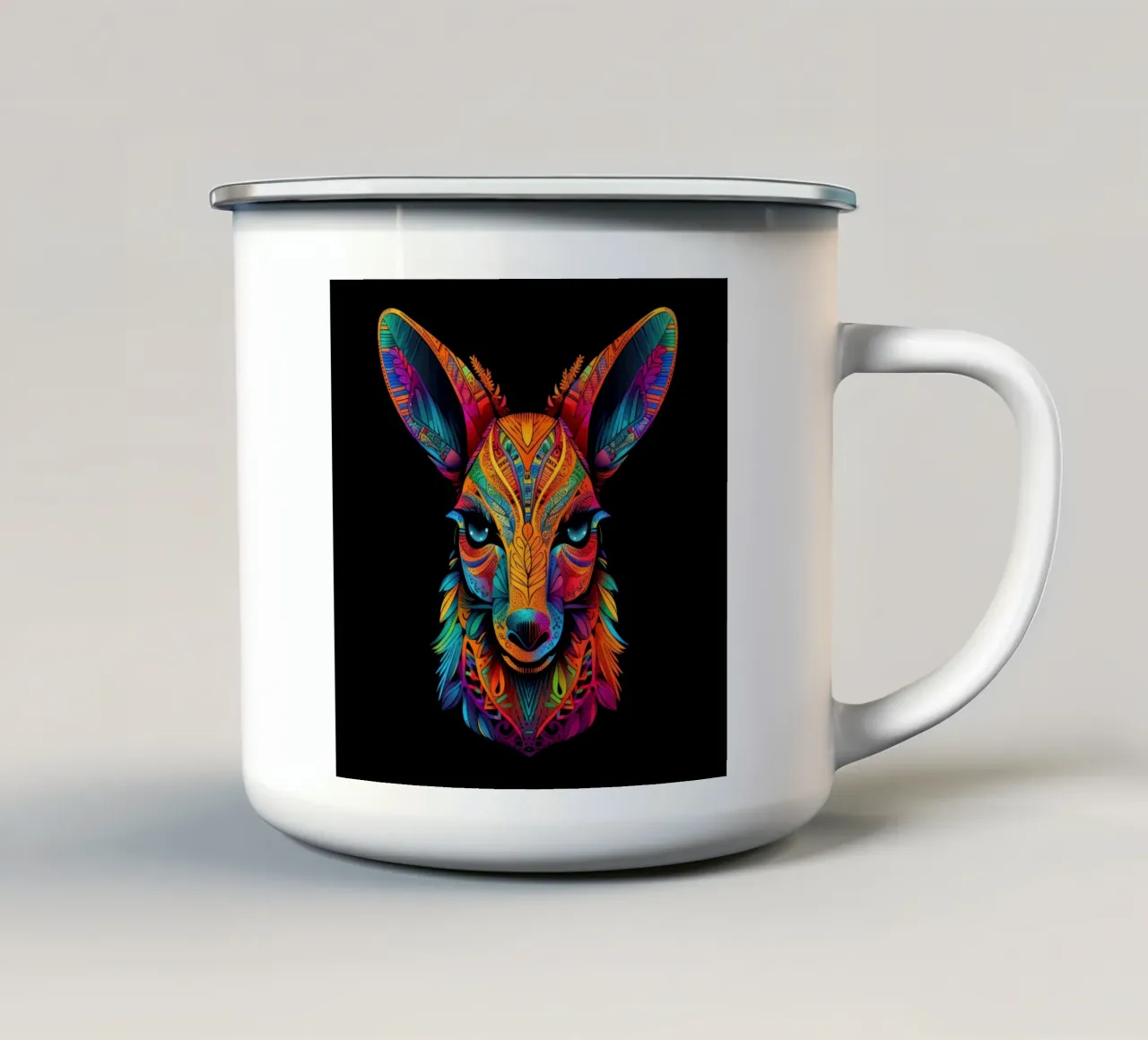 Tatoo Känguru Emaille Tasse von Animal Portraits