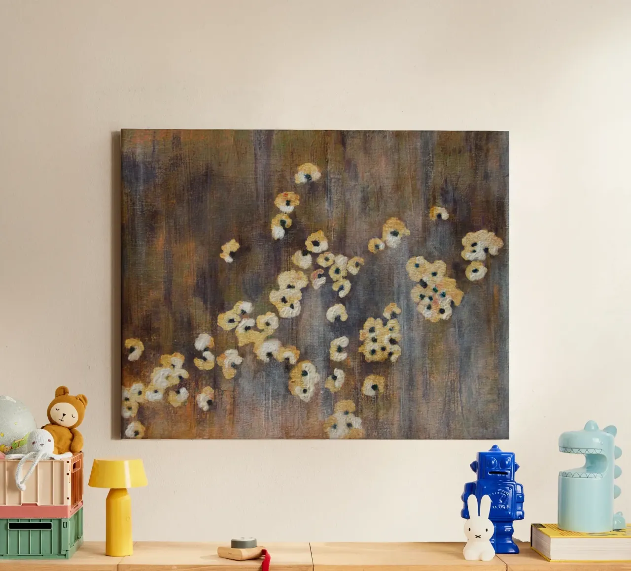 Fiori bianchi astratti tela con Cornice a cassetta da Teresa André