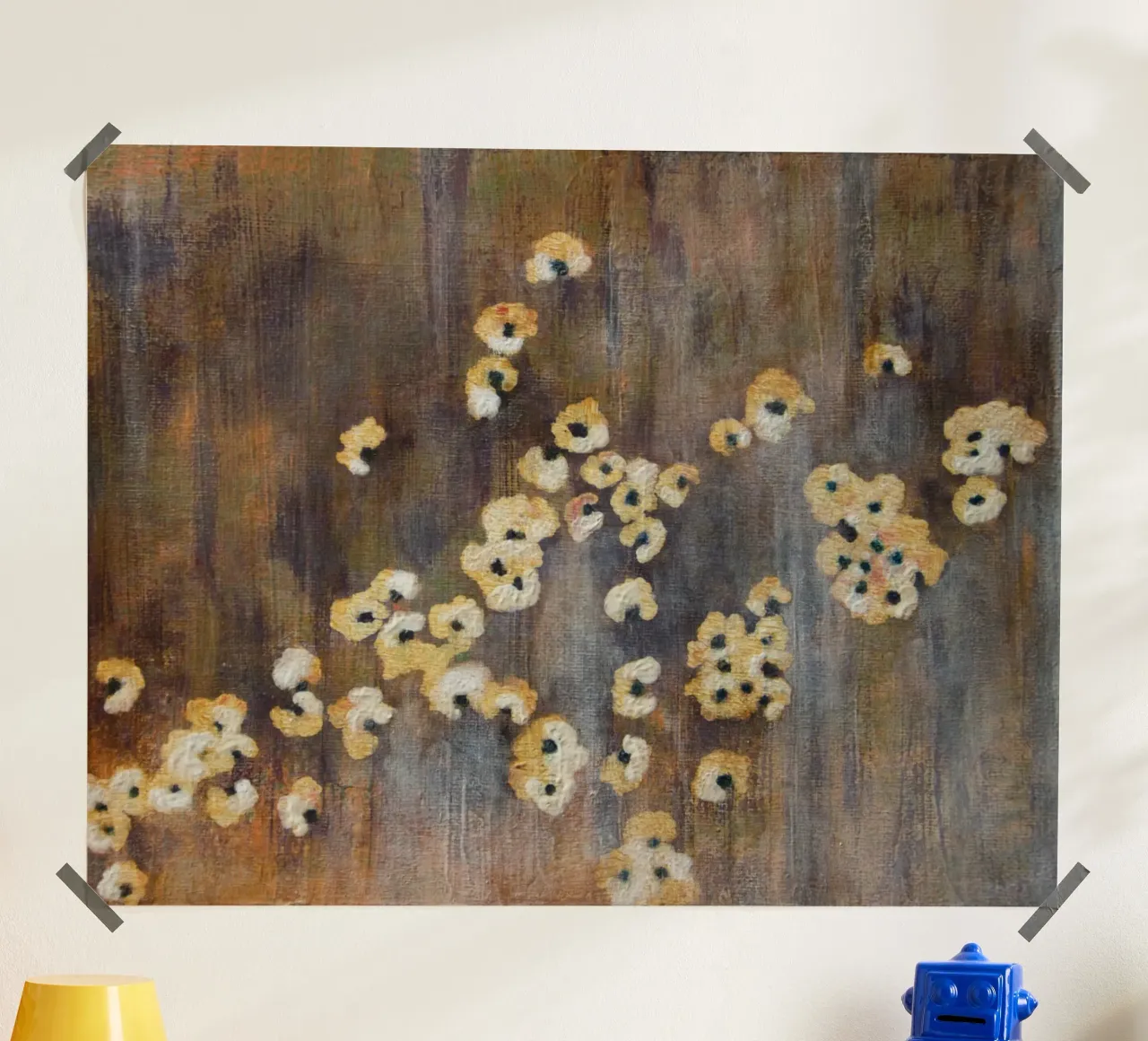 Fiori bianchi astratti poster con telaio in alluminio da Teresa André