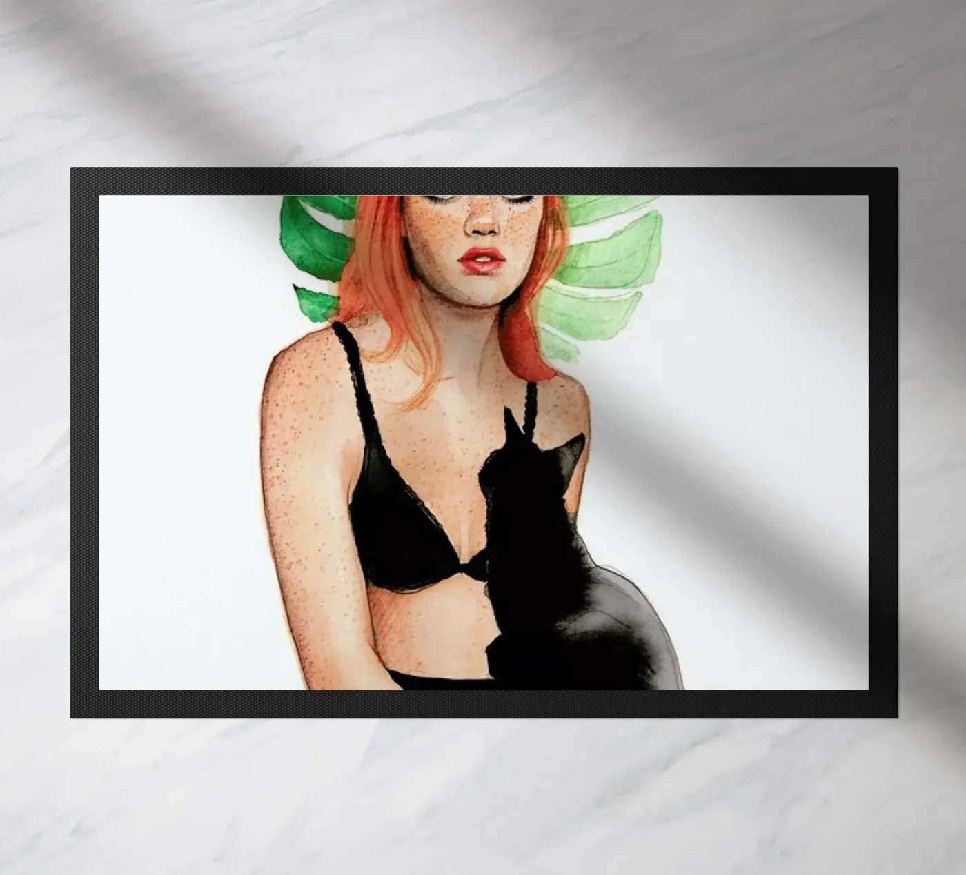 Black Cat doormat by Ina Stanimirova