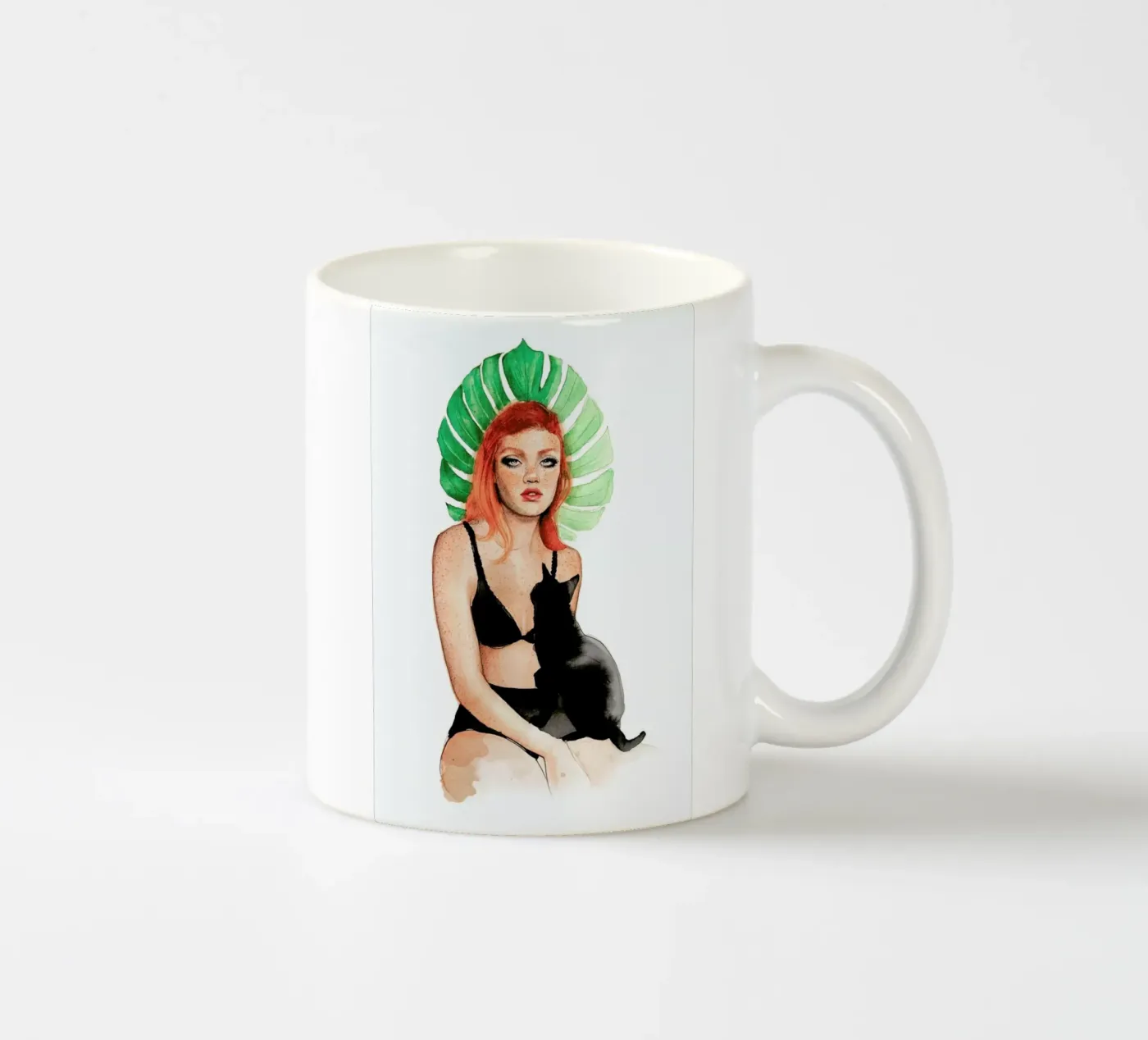 Black Cat ceramic mug by Ina Stanimirova
