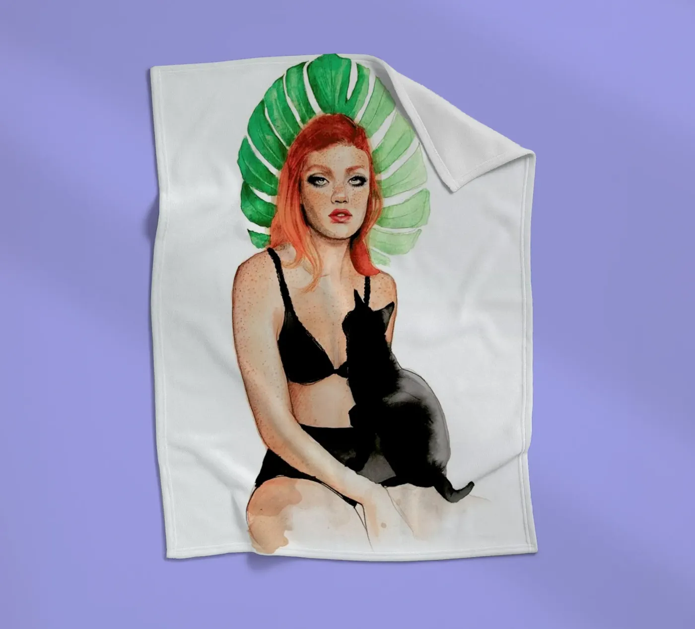 Black Cat Fleecedecke von Ina Stanimirova