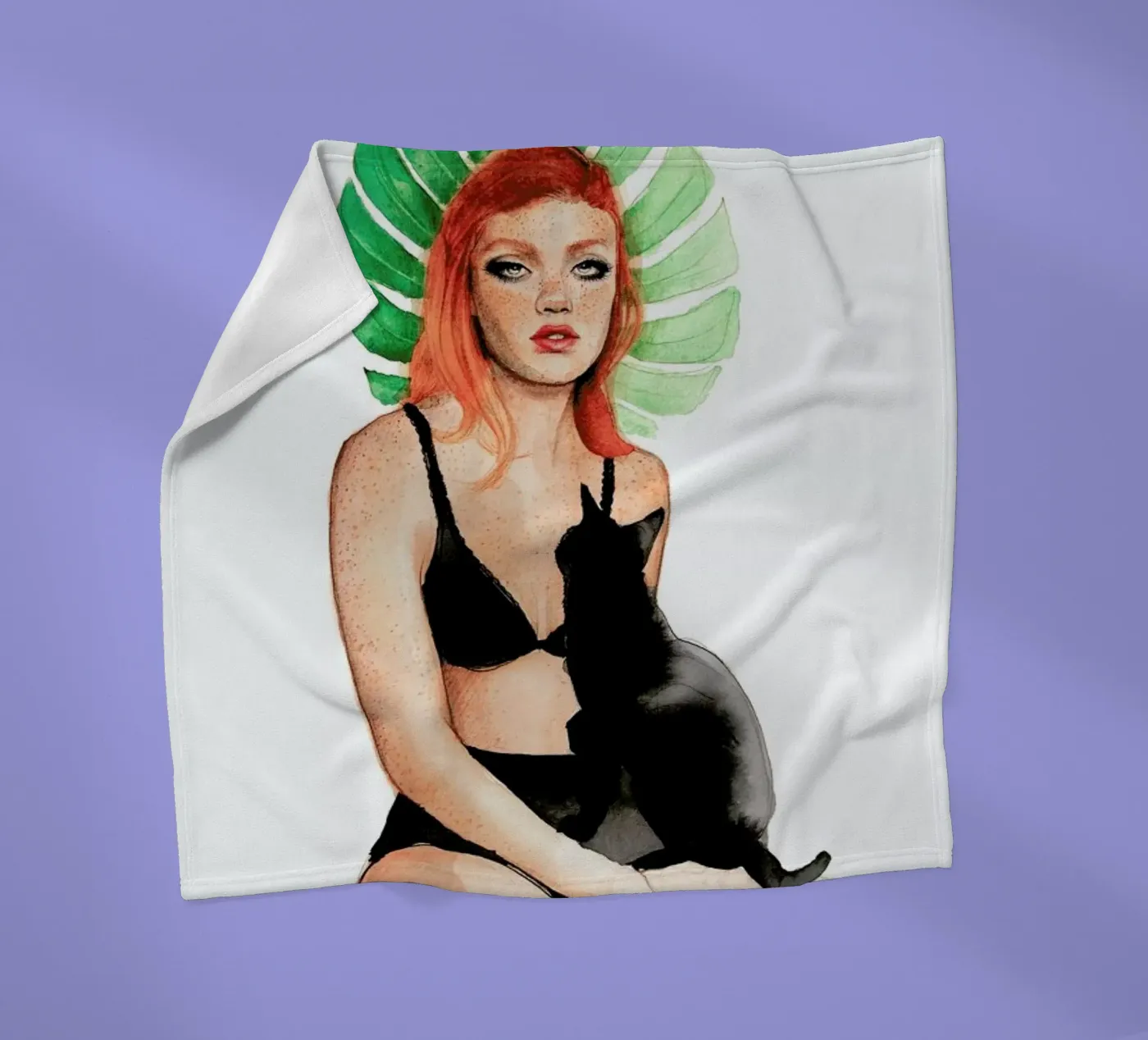 Black Cat Fleecedecke von Ina Stanimirova
