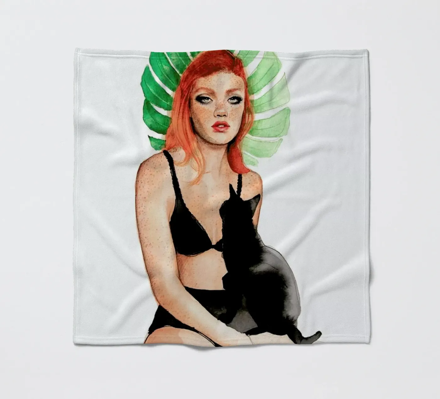 Black Cat Fleecedecke von Ina Stanimirova