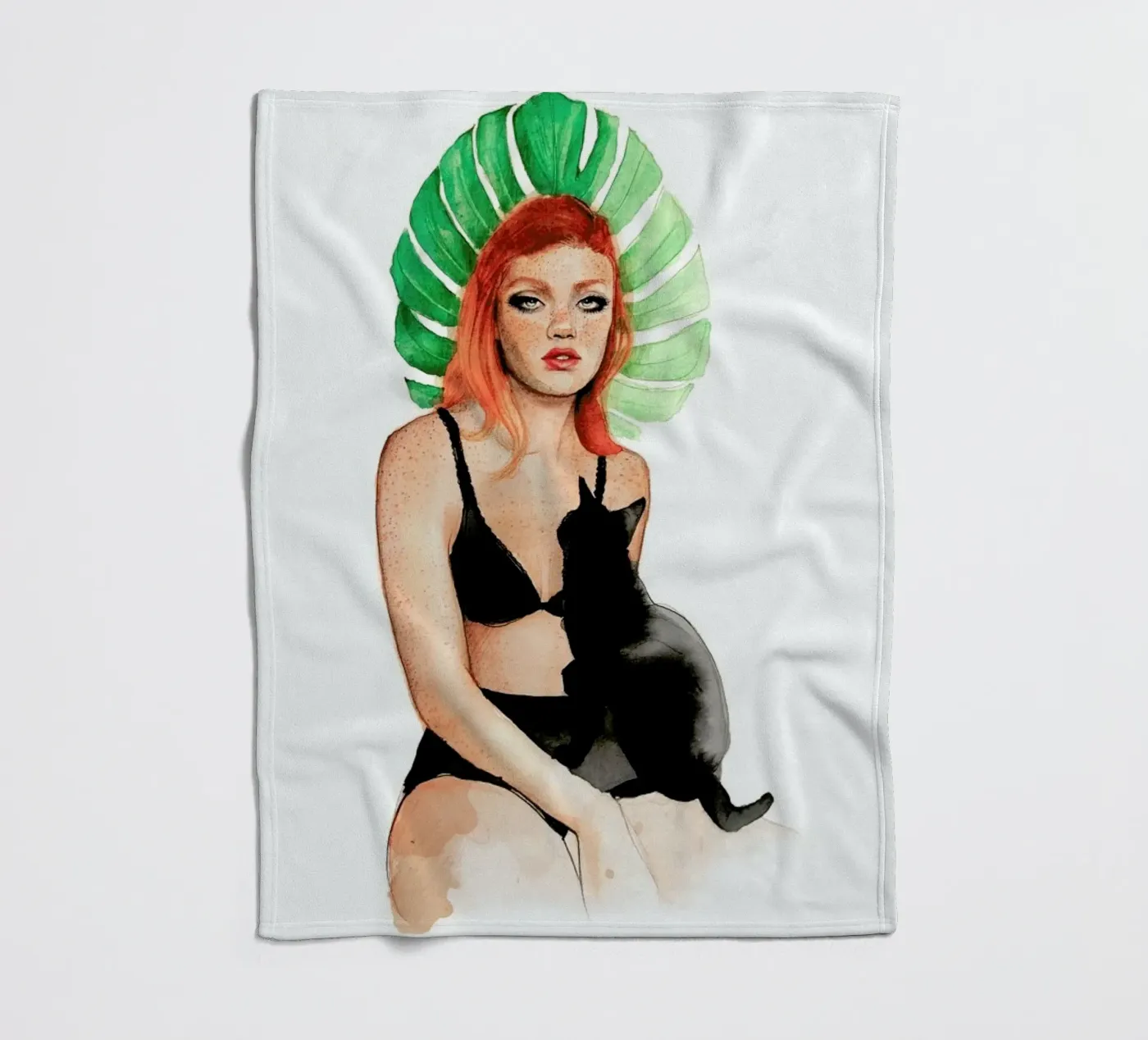 Black Cat Fleecedecke von Ina Stanimirova