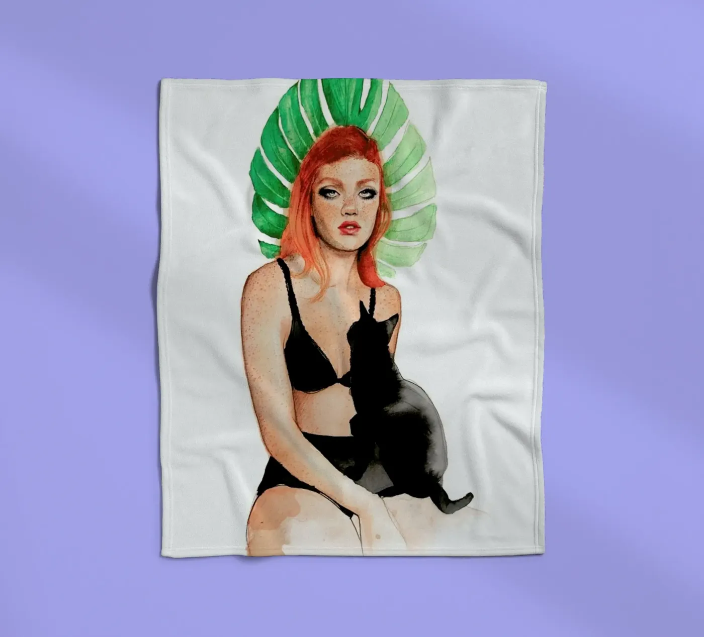 Black Cat Fleecedecke von Ina Stanimirova