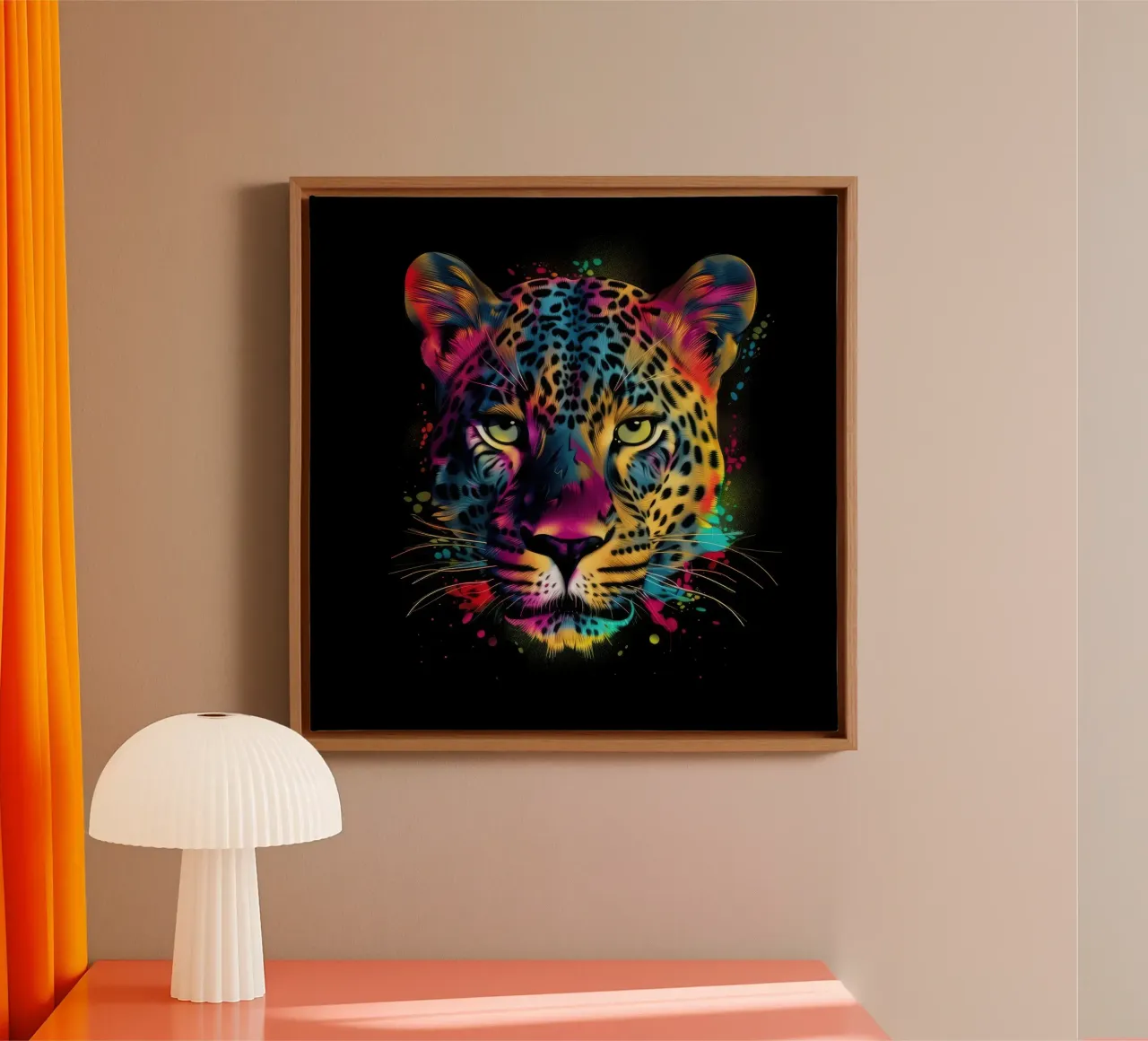 Tatoo Leopardo tela con Cornice a cassetta da Animal Portraits