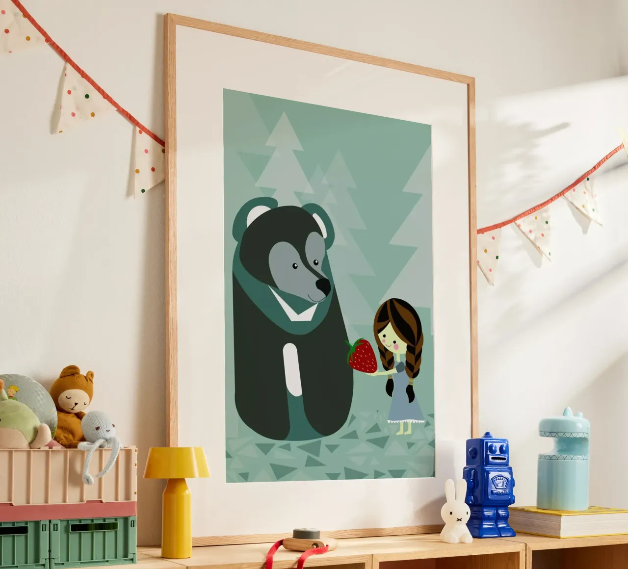 Erdbär poster con telaio in alluminio da Sabrina Ziegenhorn