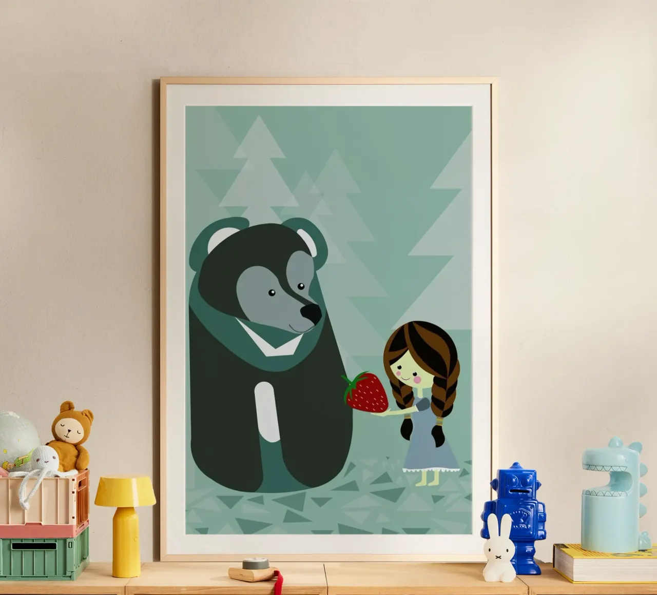Erdbär poster con telaio in alluminio da Sabrina Ziegenhorn
