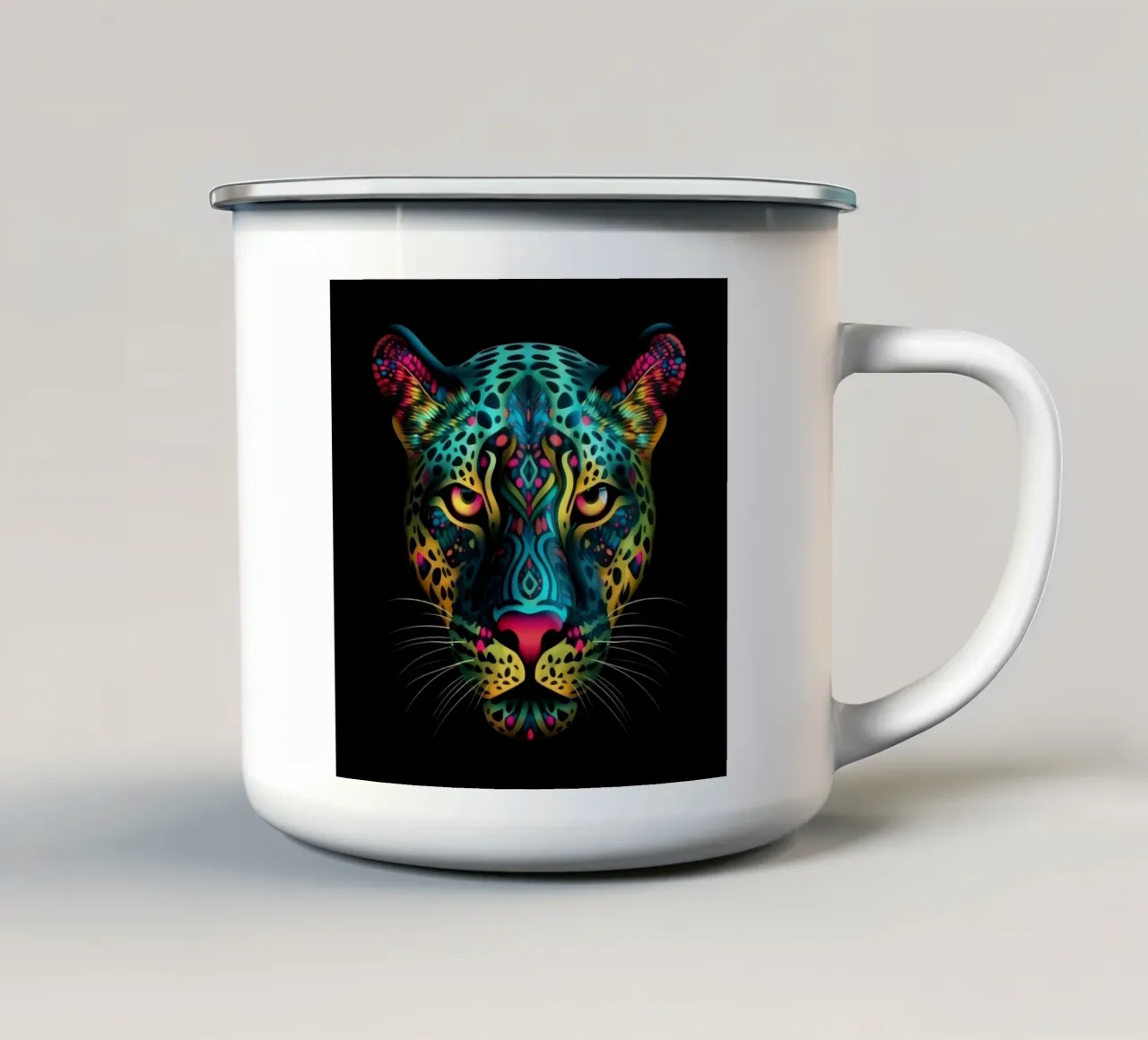 Tatoo Leopardo tazza in smalto da Animal Portraits