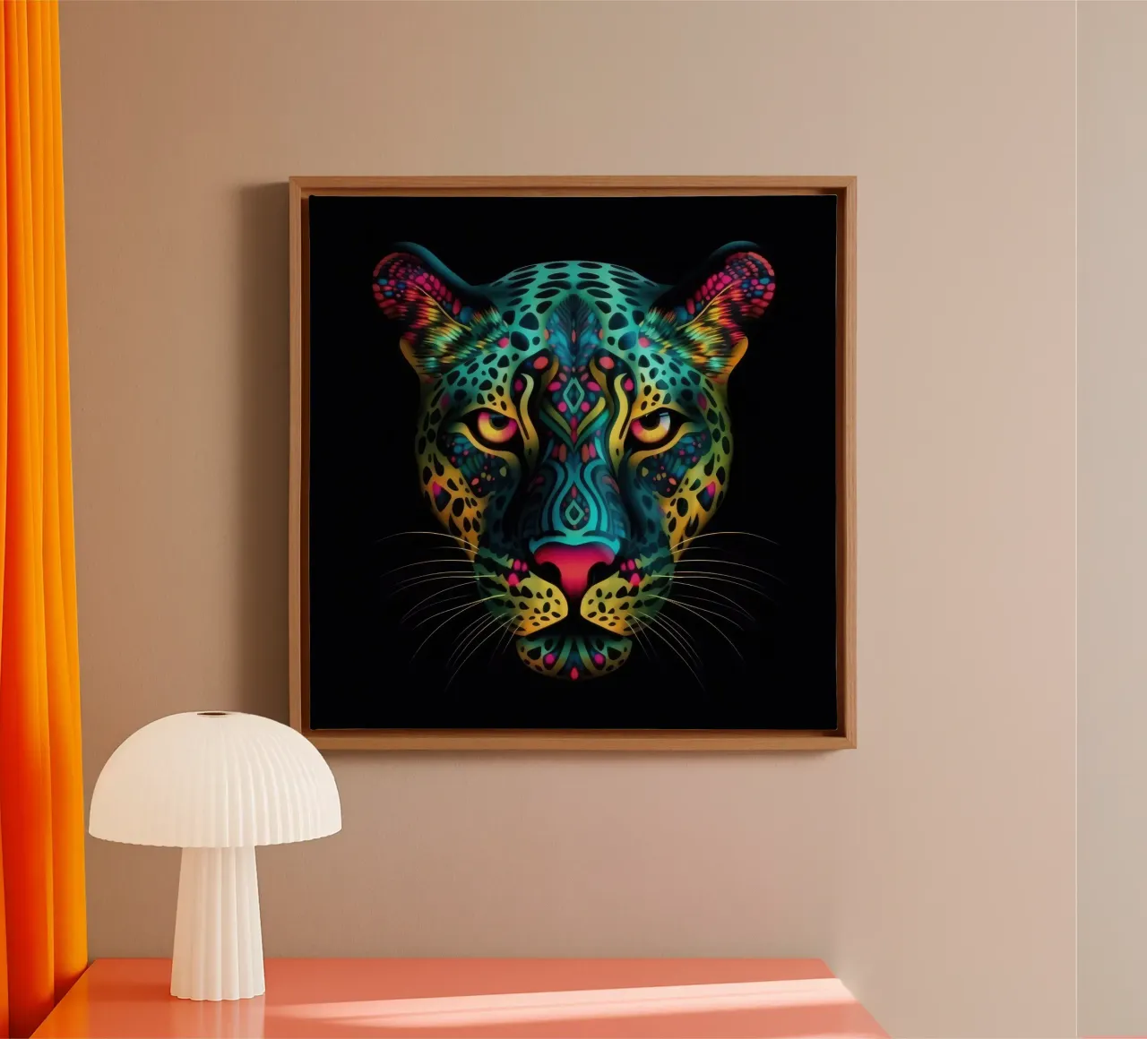 Tatoo Leopardo tela con Cornice a cassetta da Animal Portraits