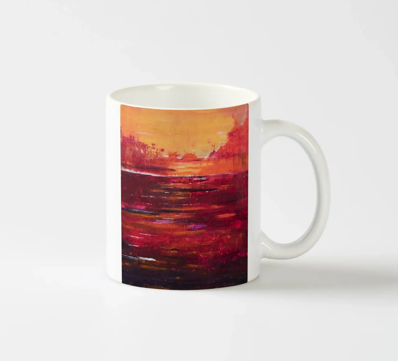 Zonsondergang abstract keramische mok van Teresa André