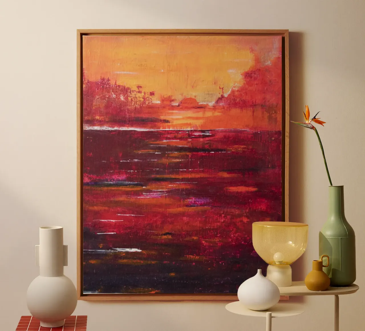 Sunset abstract canvas by Teresa André