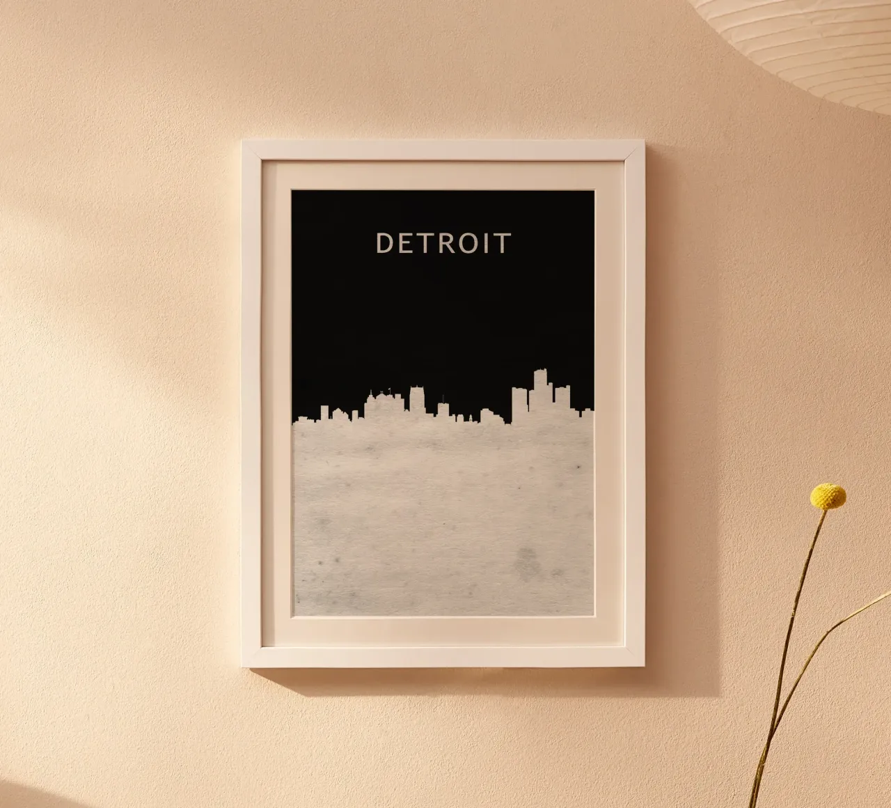 Detroit Michigan poster con telaio in legno da Travelstudio