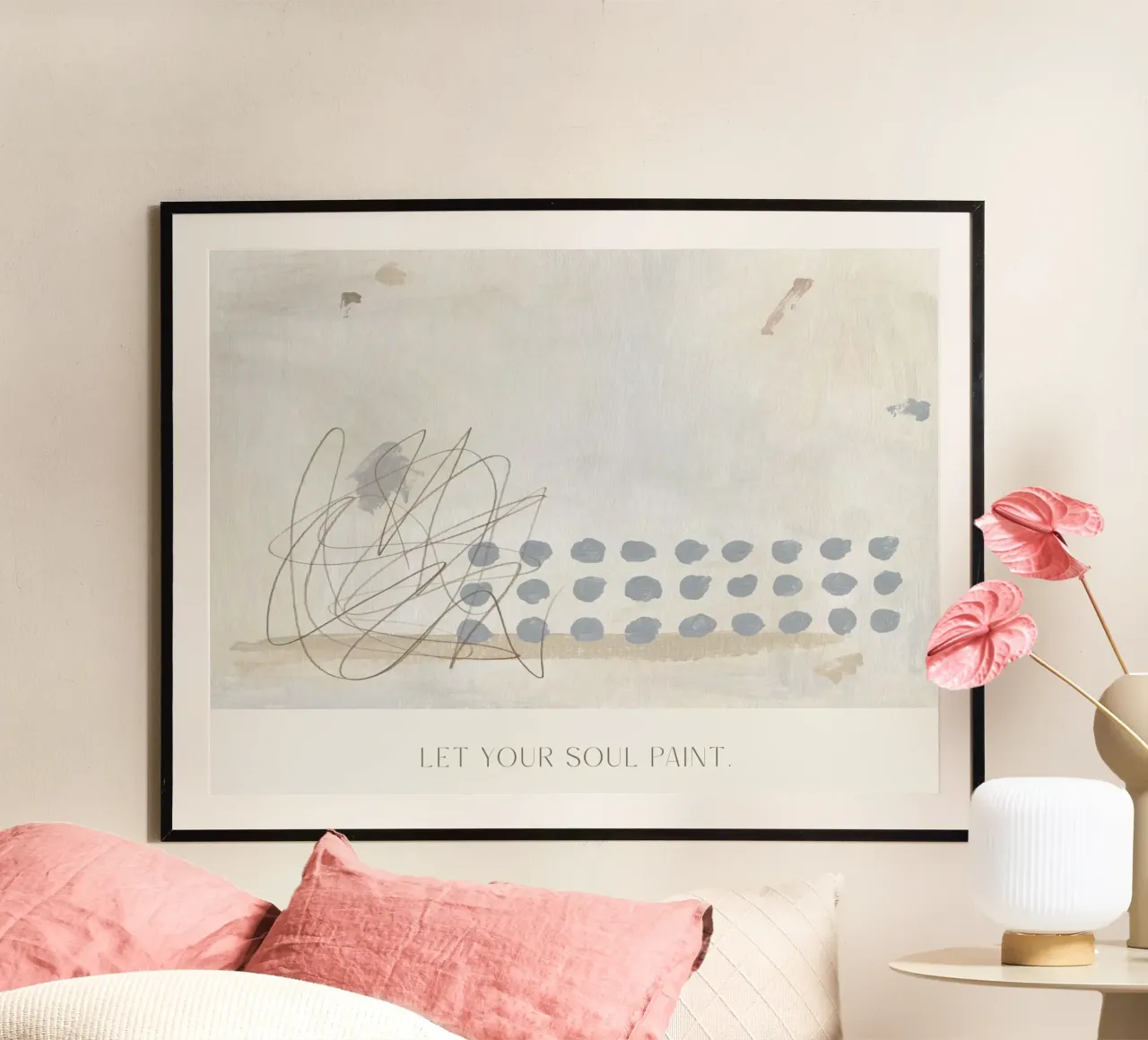 Let Your Soul Paint poster con telaio in plastica da treechild