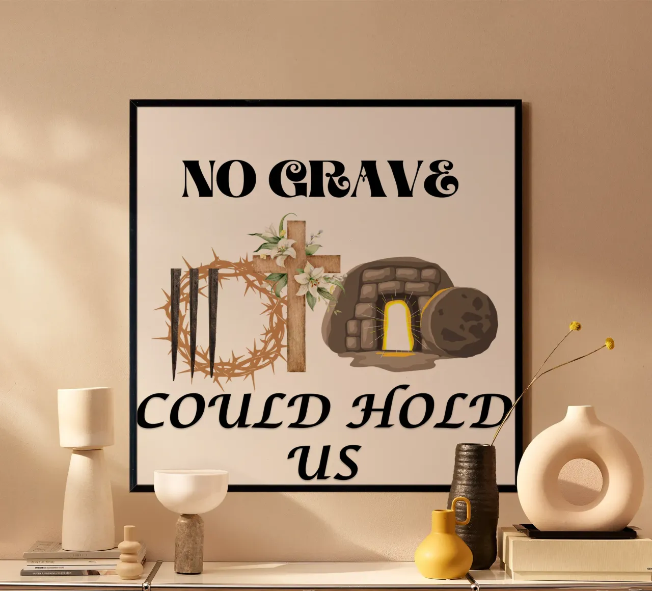 Aucune tombe ne peut nous retenir Victorieux dans et par le Christ poster de Lionandlamb