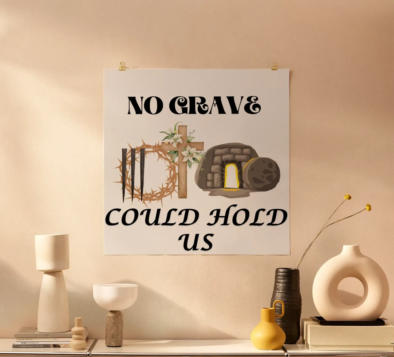 Aucune tombe ne peut nous retenir Victorieux dans et par le Christ poster de Lionandlamb