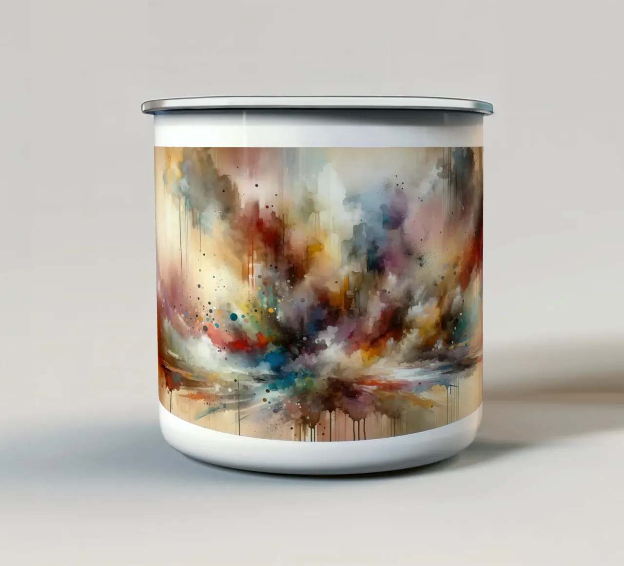 Viaggio astratto nei colori della terra tazza in smalto da Chromatic Fusion Studio