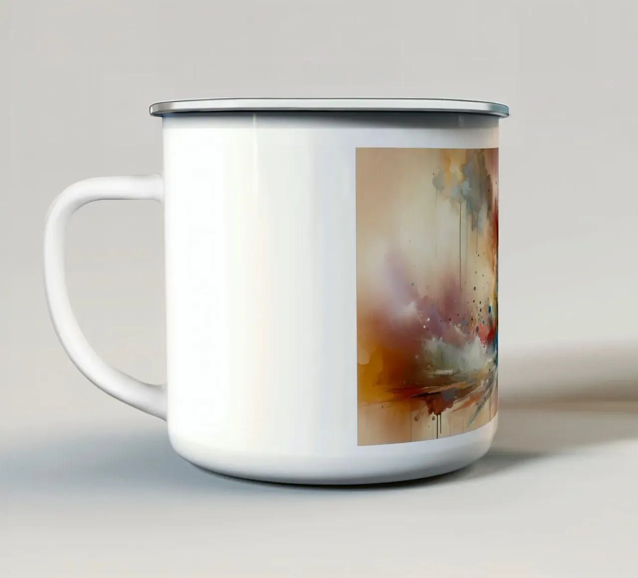 Viaggio astratto nei colori della terra tazza in smalto da Chromatic Fusion Studio