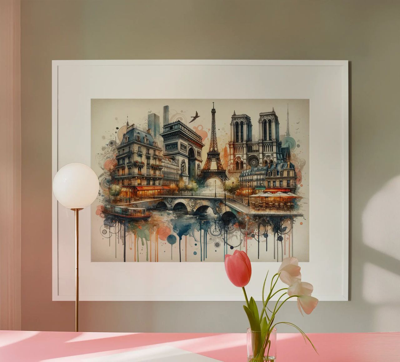 Aquarelle abstraite Paris poster de Chromatic Fusion Studio