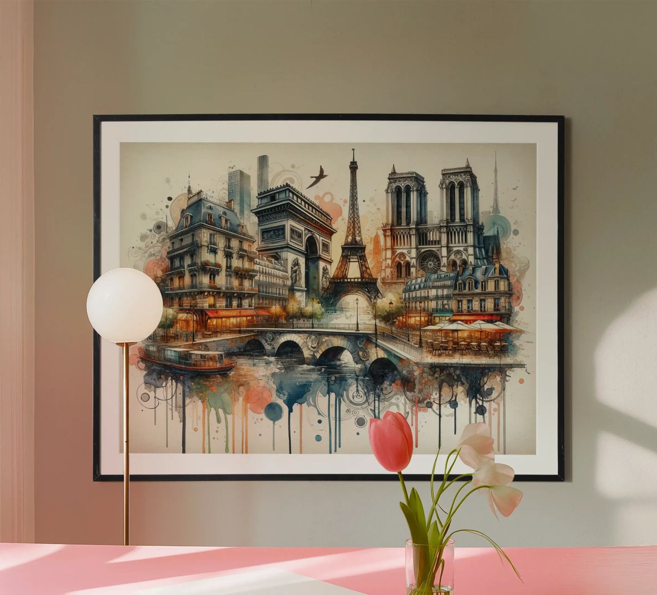 Aquarelle abstraite Paris poster de Chromatic Fusion Studio
