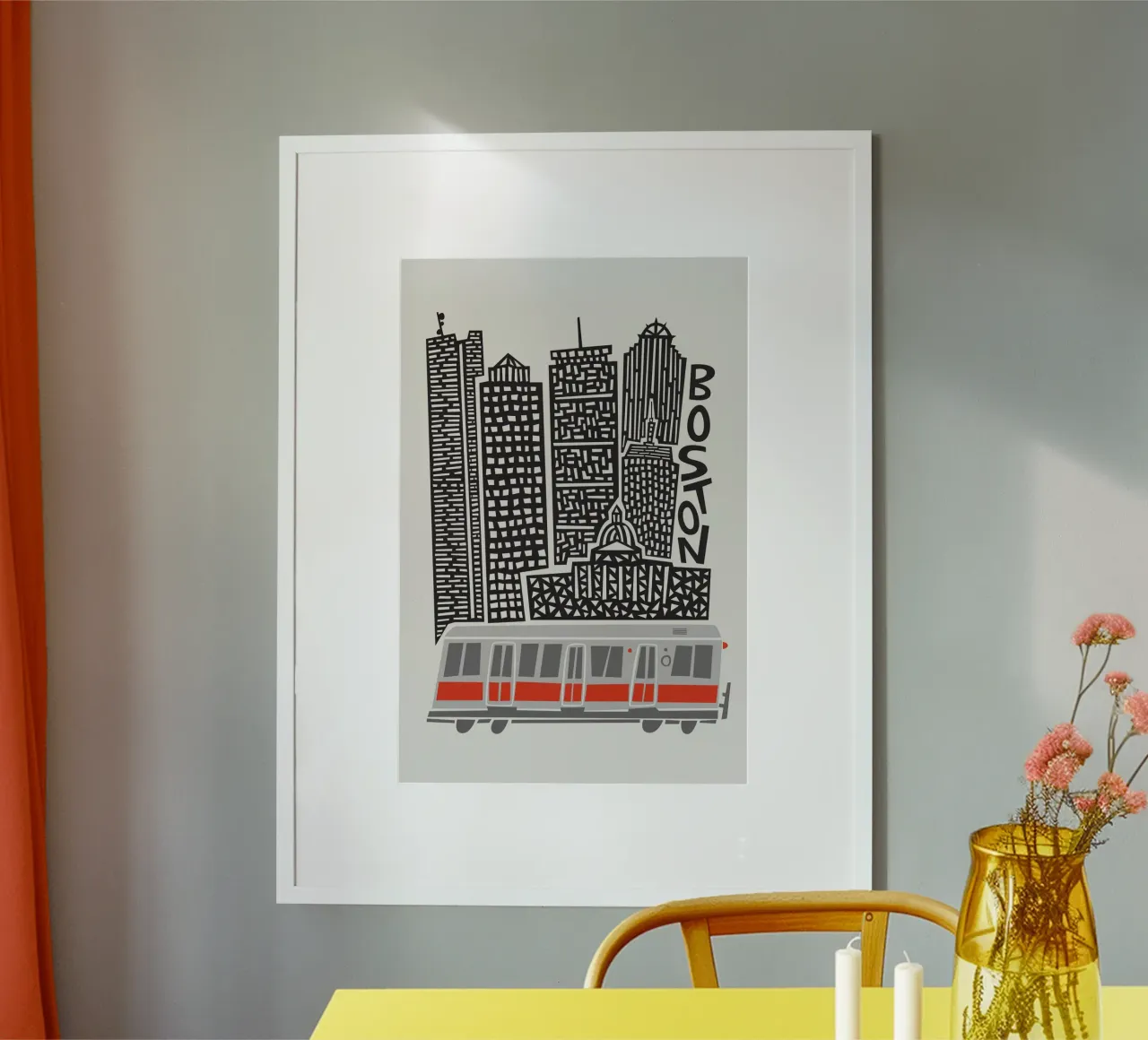 Città di Boston poster con telaio in legno da Fox & Velvet