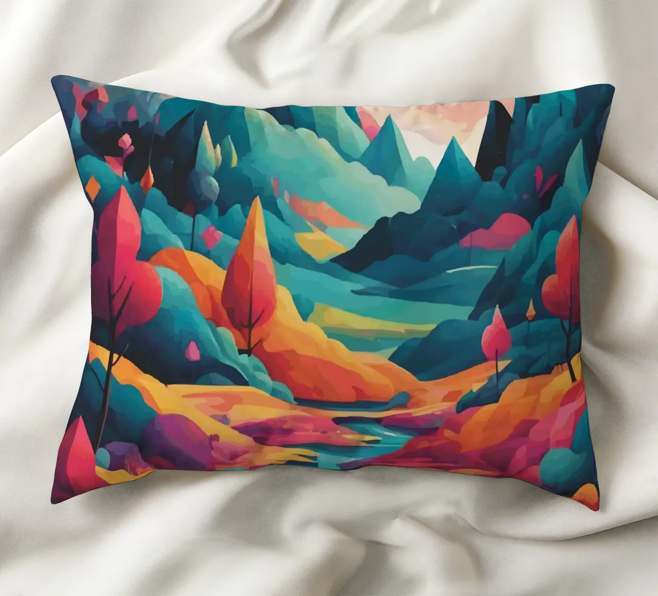 Cime cromatiche: Una sinfonia di colore e forma cuscino da artdesign1985