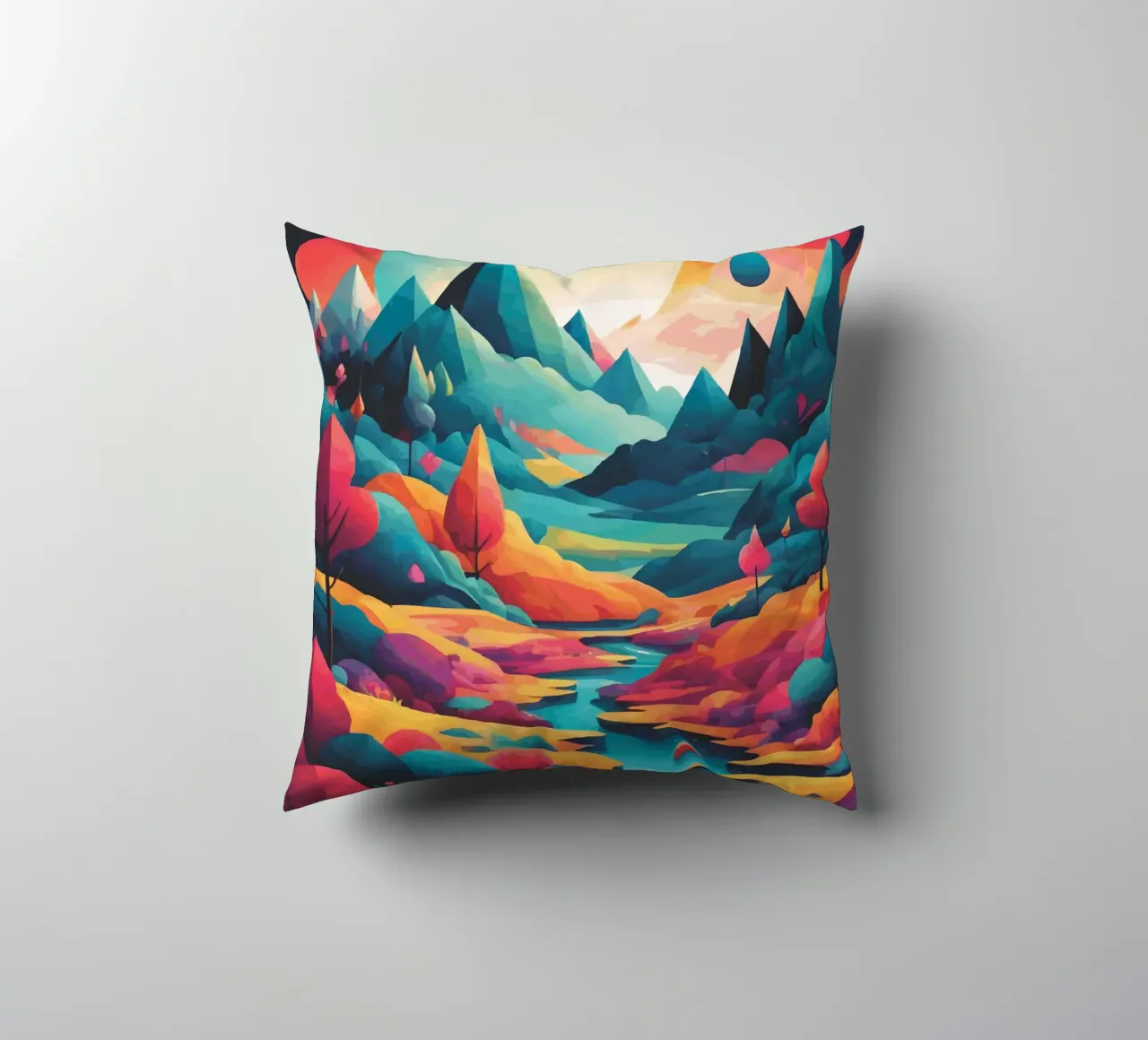 Cime cromatiche: Una sinfonia di colore e forma cuscino da artdesign1985