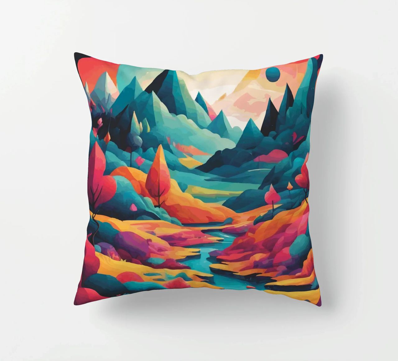 Cime cromatiche: Una sinfonia di colore e forma cuscino da artdesign1985