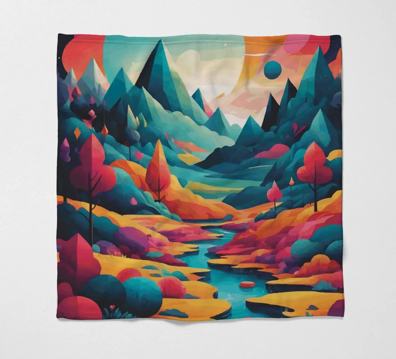 Cime cromatiche: Una sinfonia di colore e forma coperta in pile da artdesign1985