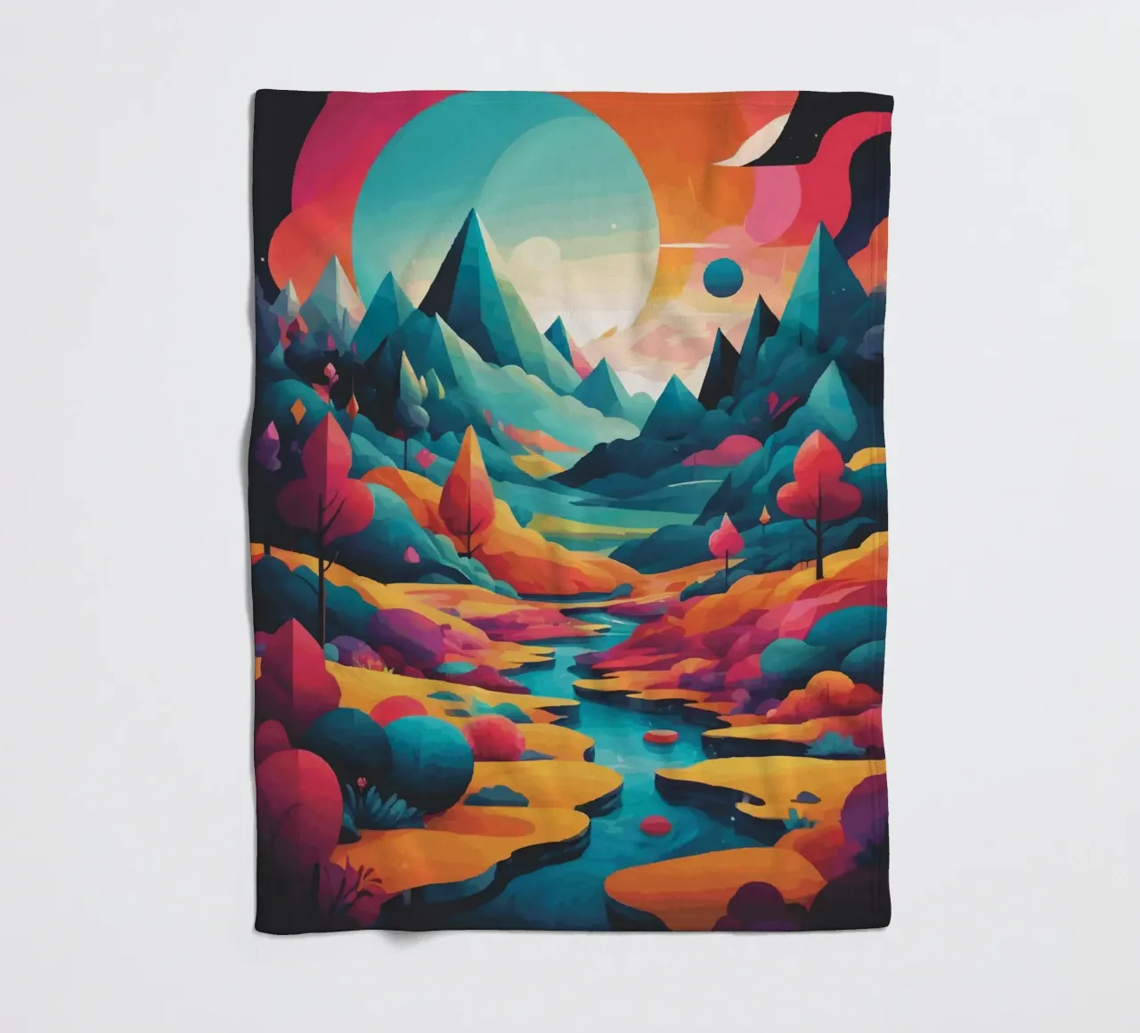 Cime cromatiche: Una sinfonia di colore e forma coperta in pile da artdesign1985