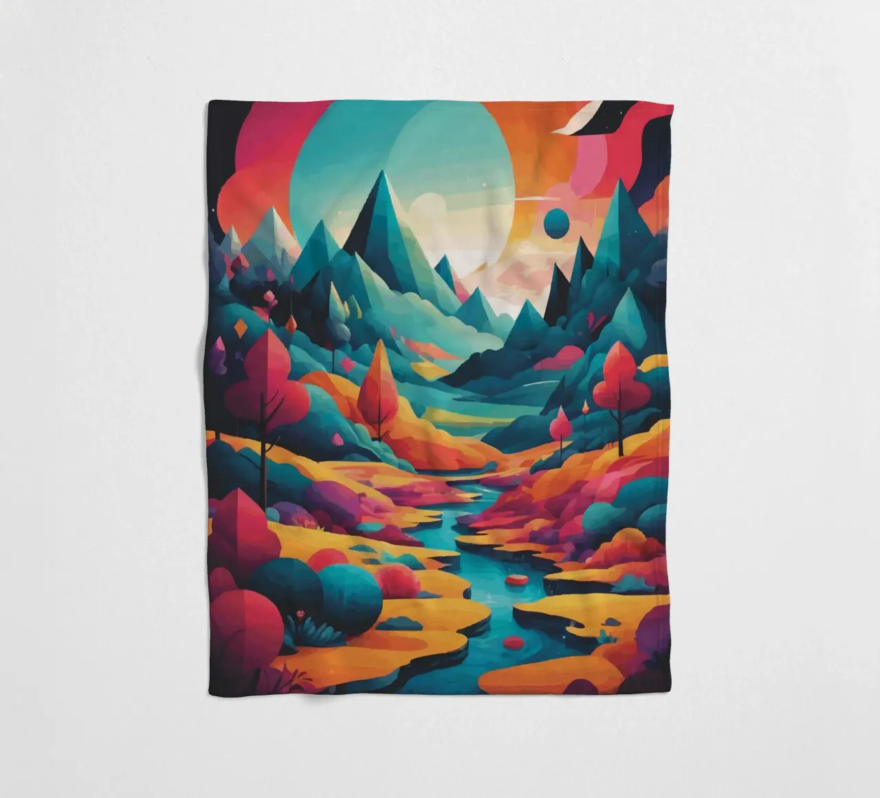 Cime cromatiche: Una sinfonia di colore e forma coperta in pile da artdesign1985