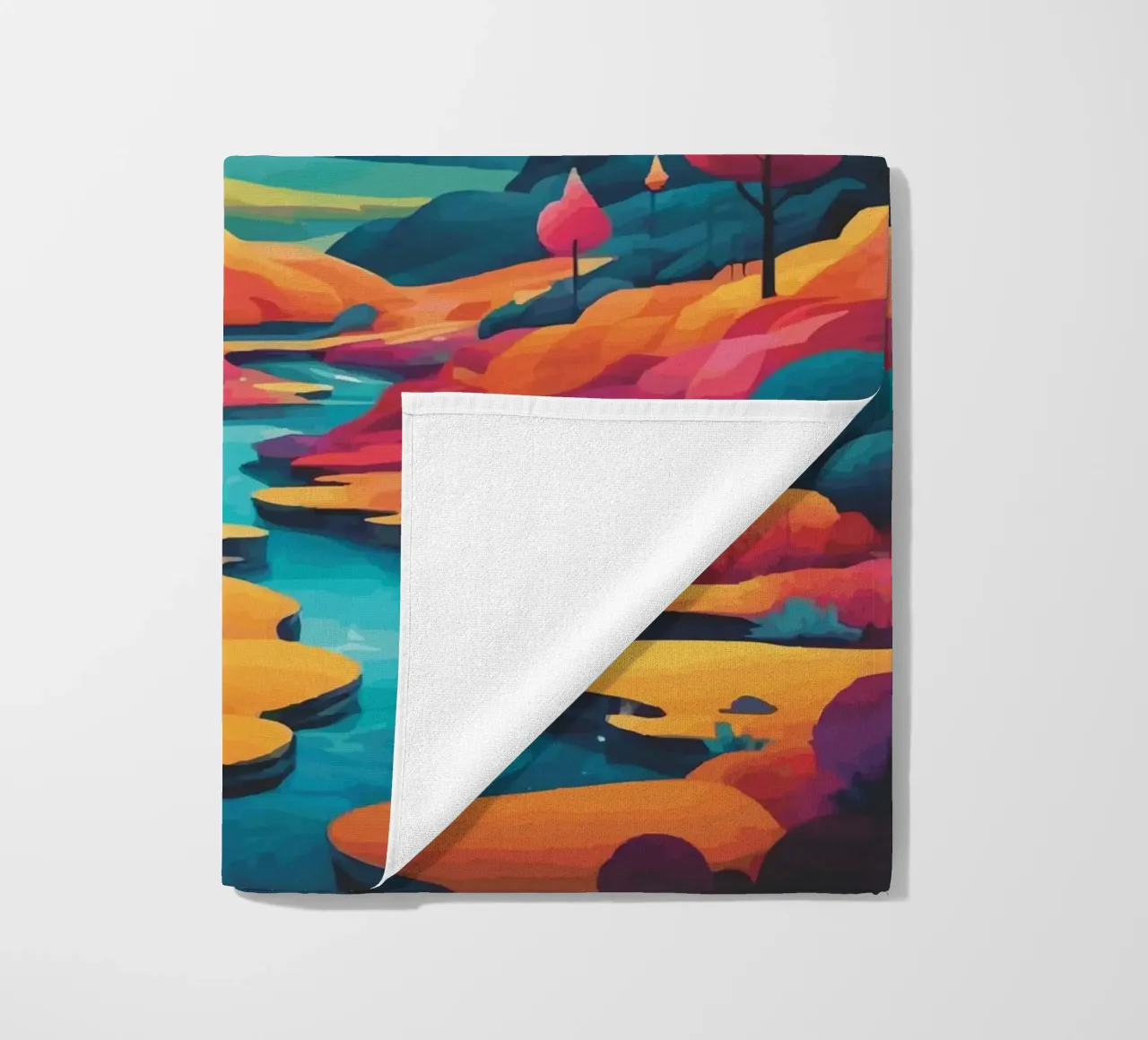 Chromatic Peaks: A Symphony of Color and Form beach towel by artdesign1985