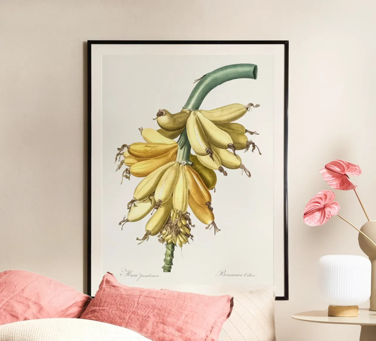 banana illustration poster con telaio in plastica da vintageshop